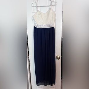 BCX Navy and white lace dress with chiffon overlay, worn once, smoke free home
